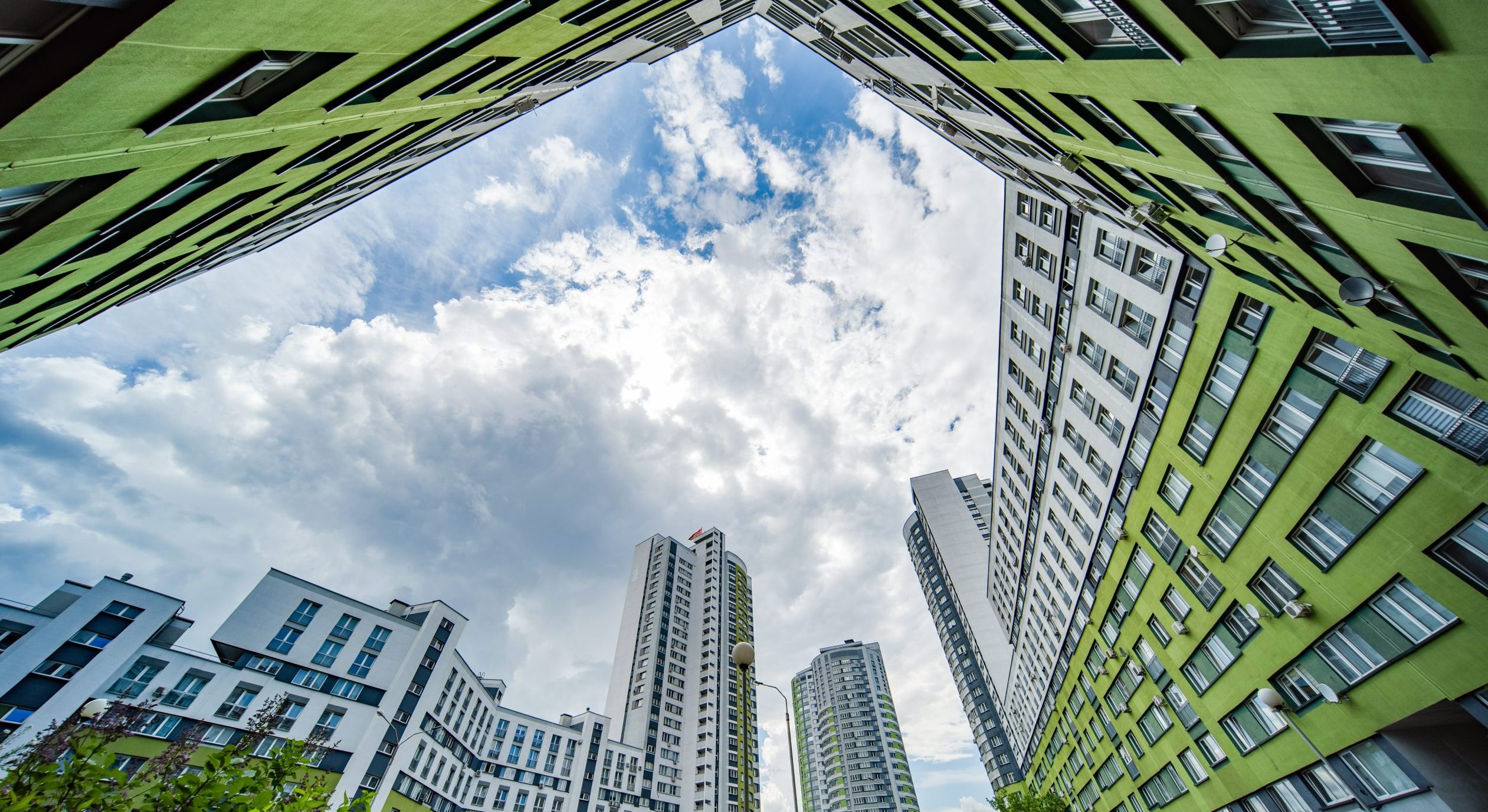 Modern buildings looking up to the sky