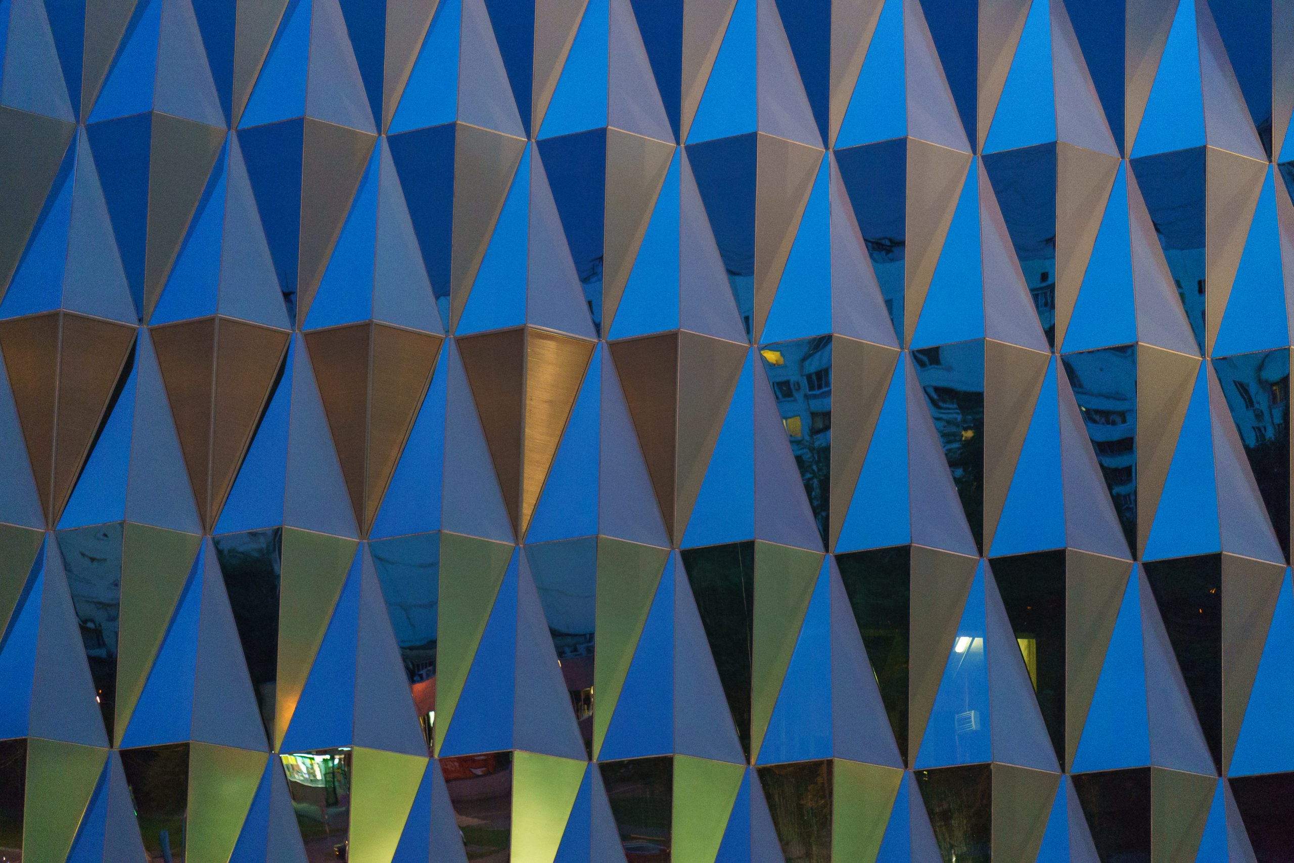 Modern muilticoloured geometric building facade