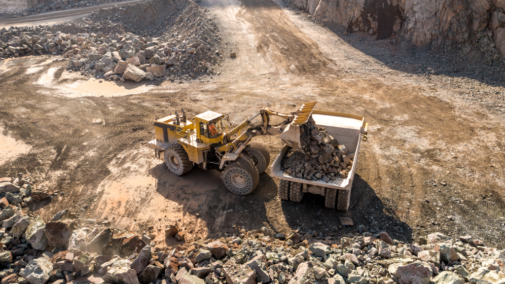Quarry Machinery Moving Ore for Processing in a Blast Mine