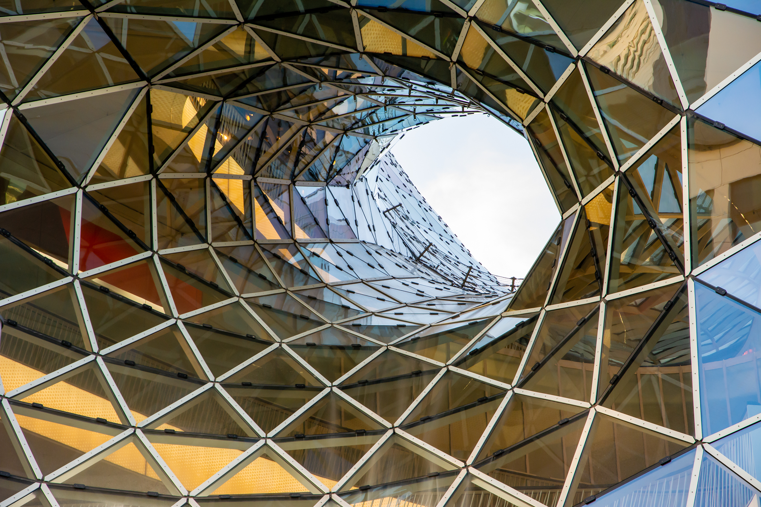 Modern glass architecture with geometric design